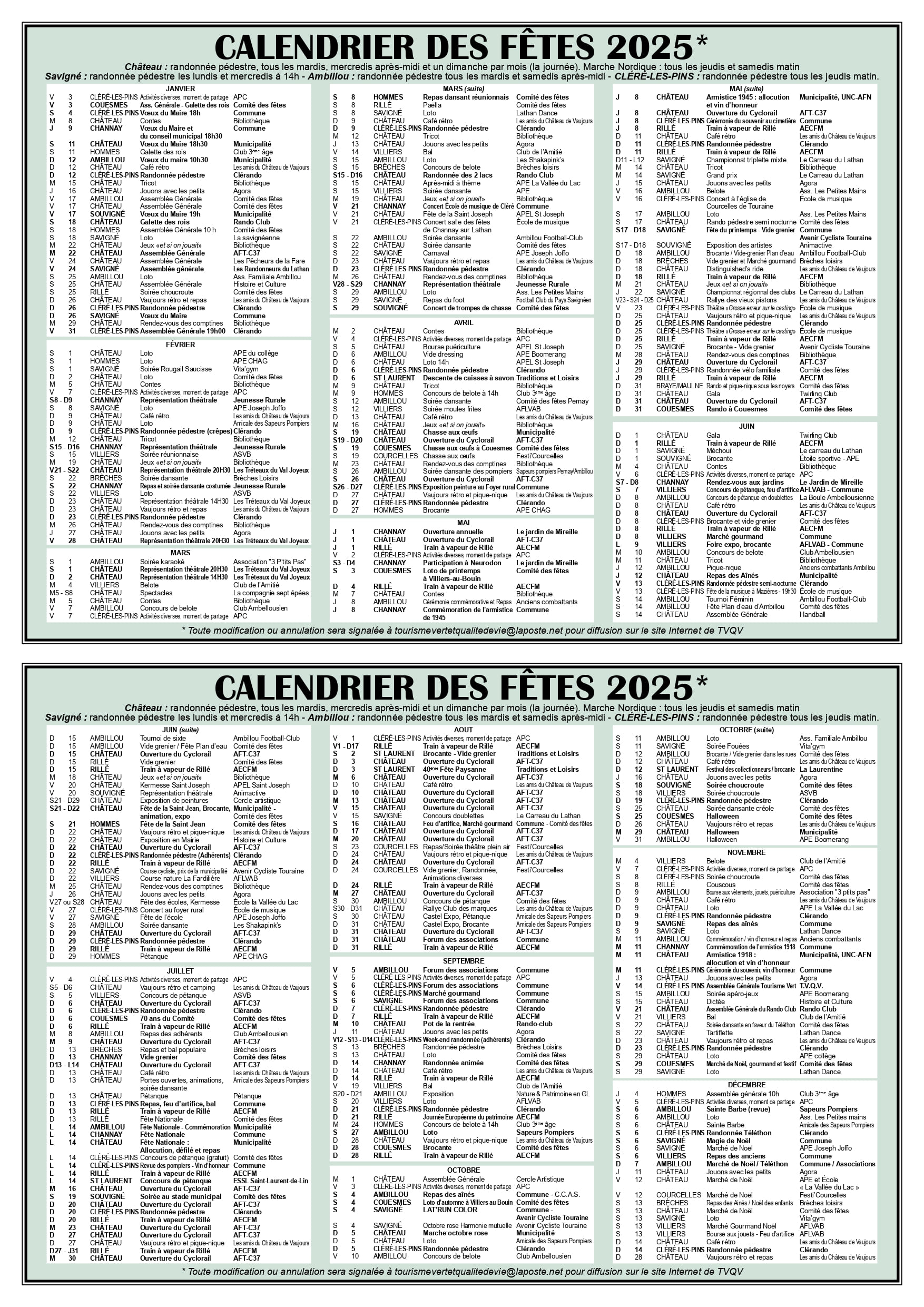 Calendrier 2025