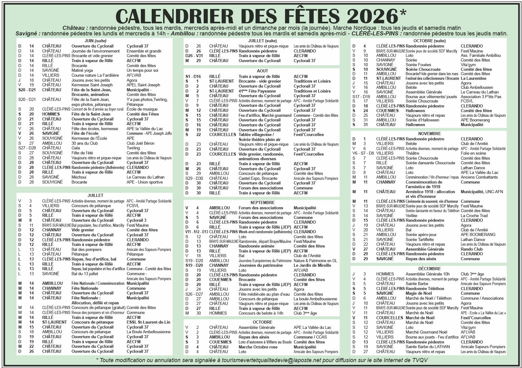 Fêtes 2026 2